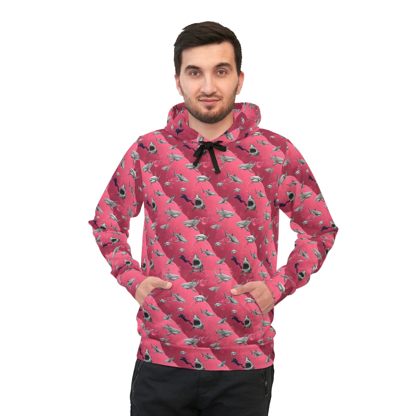 Shark Pink Sea Scuba Athletic Hoodie