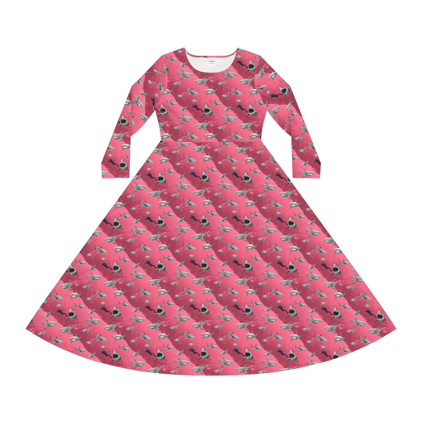 Shark Pink Sea Scuba Women's Long Sleeve Dance Dress