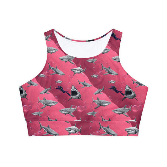 Shark Pink Sea Scuba Fully Lined, Padded Sports Bra