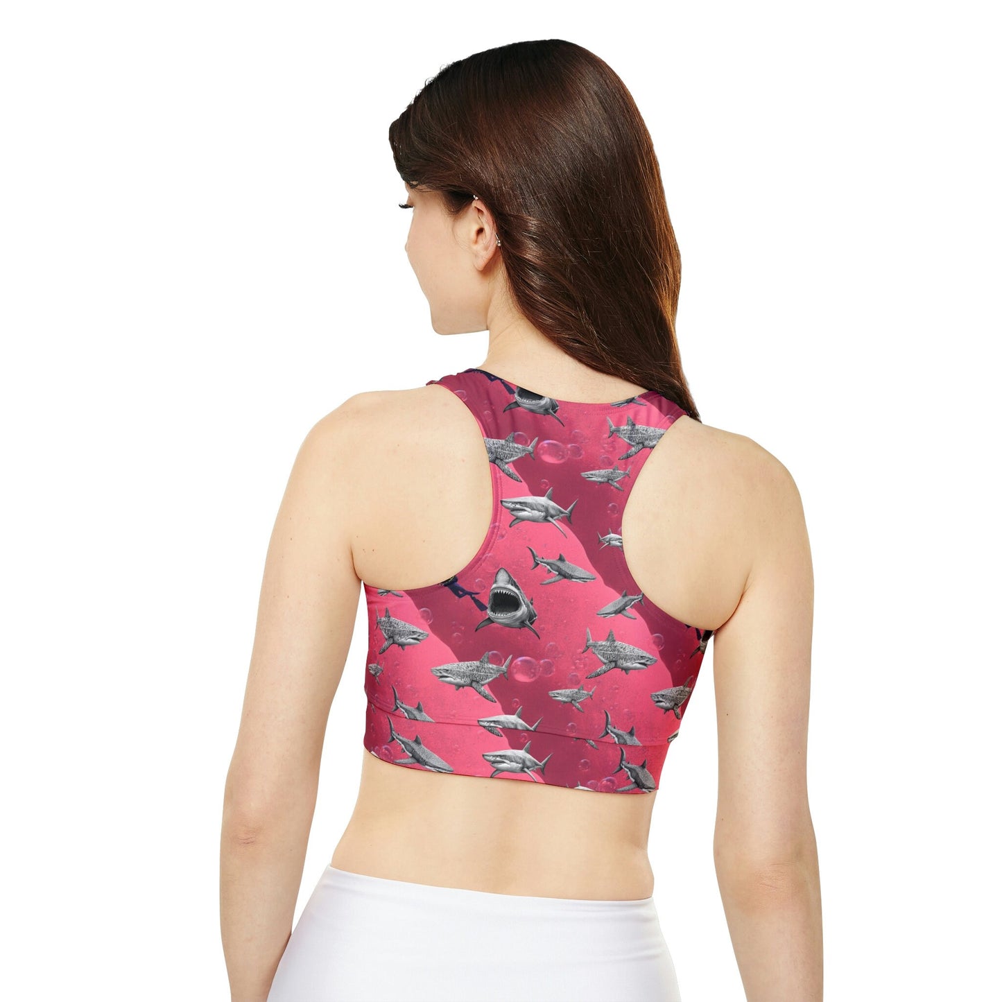 Shark Pink Sea Scuba Fully Lined, Padded Sports Bra
