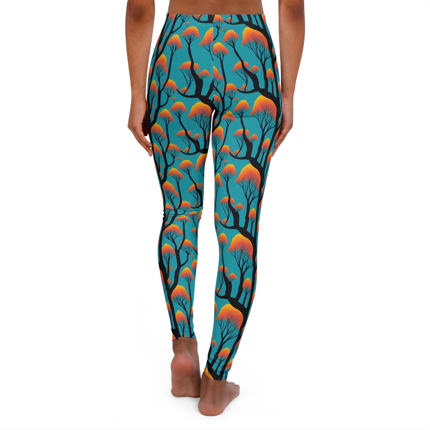Orange Forest Women's Spandex Leggings, Yoga Leggings, Printed Tree Leggings, Fitness Leggings for Women, Gym Leggings