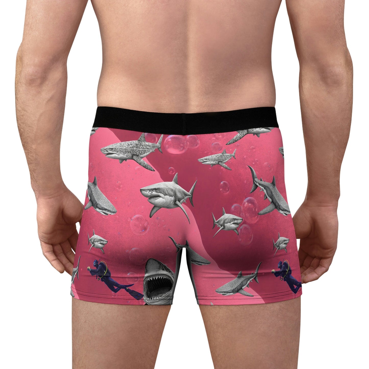 Shark Pink Sea Scuba Men's Boxer Briefs