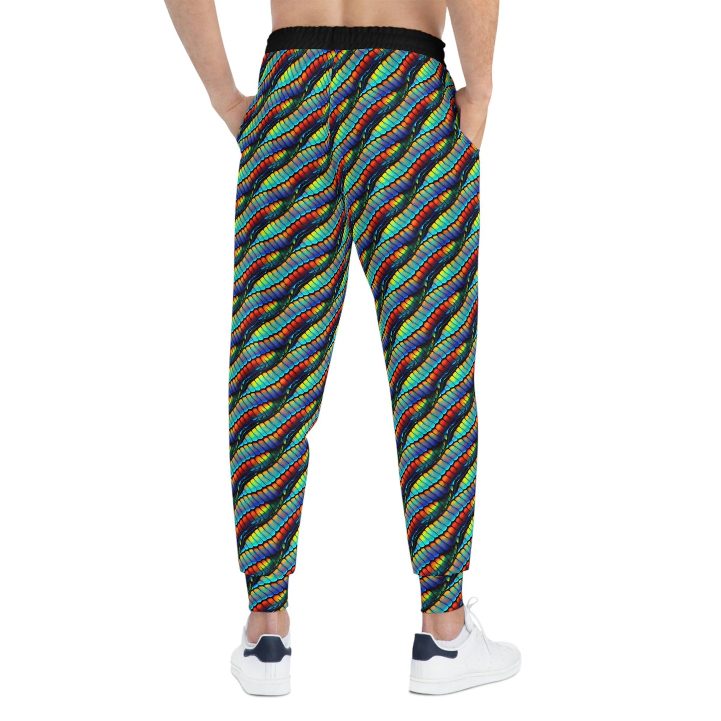 Rainbow Scales Mens Joggers, Athletic Clothing High Waisted Joggers, Colorful Clothing Mens Yoga Pants, Mens Streetwear Pants