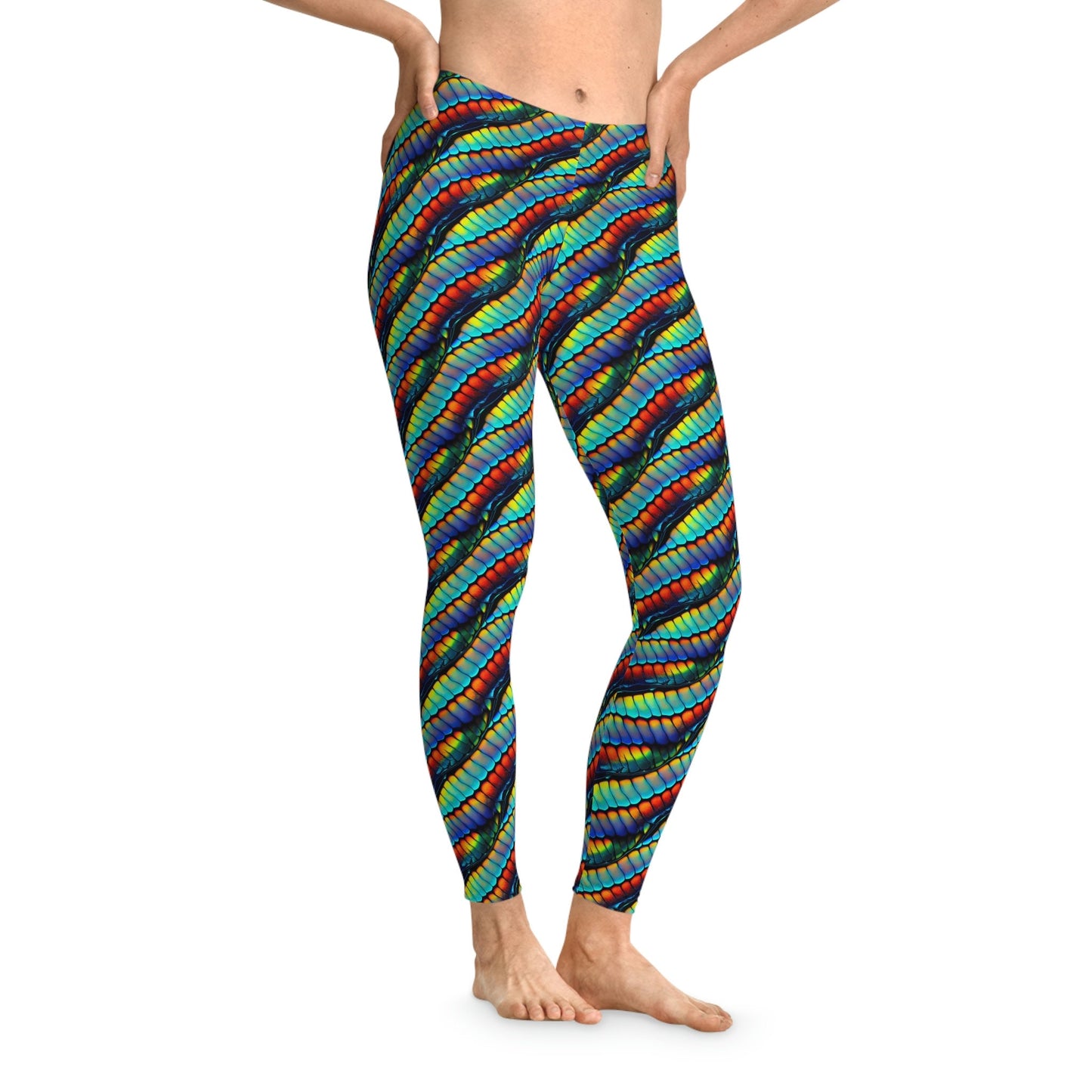 Rainbow Scales Colorful Leggings, Stretchy Fabric Yoga Leggings, Workout Leggings, Gym Leggings, Fitness Leggings
