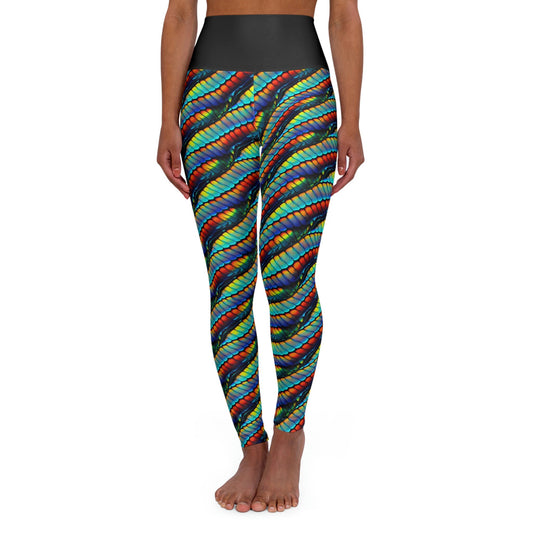 Rainbow Scales High Waist Leggings, Yoga Leggings, Workout Leggings, Fitness Leggings, Colorful Printed Leggings
