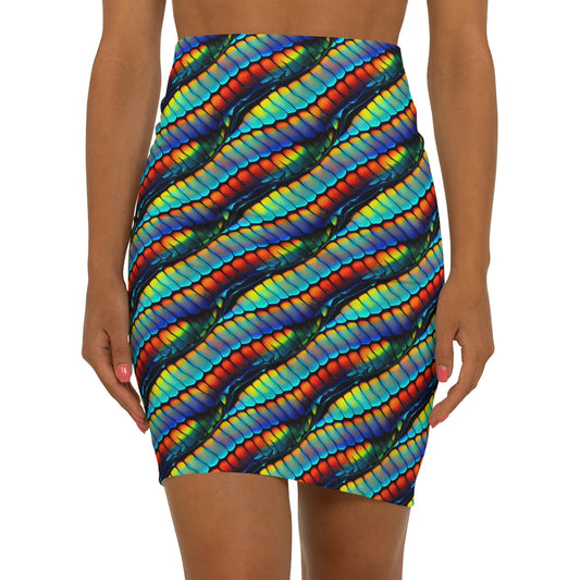 Rainbow Scales Skirt, Women's Mini Skirt, Pencil Skirts for Women, High Waist Summer Skirt, Cute Designer Skirt
