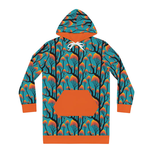 Ape Orange Forest Hoodie Dress, Oversized Nature Hoodie, Aesthetic Women Hoodie, Colorful Tree Hoodie, Nature Lover Gift
