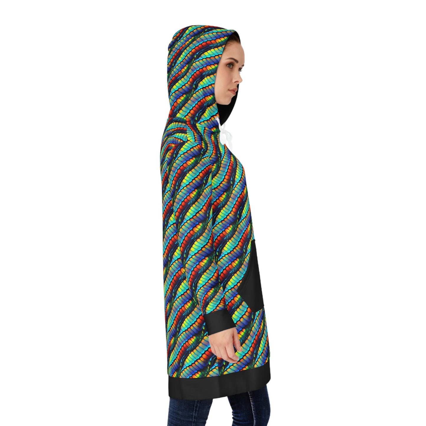 Colorful Rainbow Hoodie Dress, Long Sleeve Streetwear Hoodie Dress, Oversized Womens Hoodie, Winter Rainbow Dress