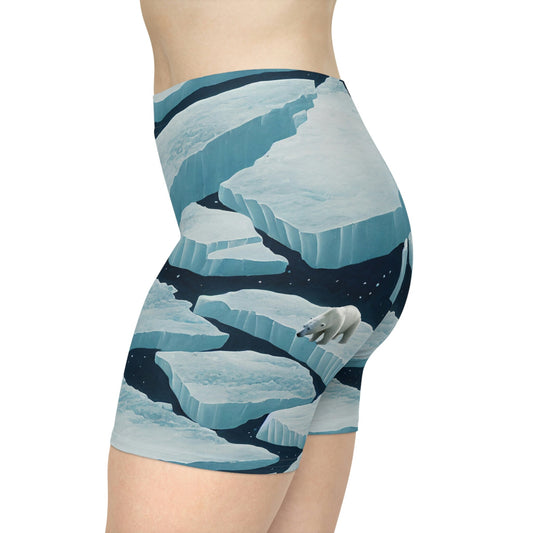 Polar Bear Women Biker Shorts, Iceberg Clothing Workout Shorts, Bear Clothing Gym Shorts, Sexy Booty Shorts, Yoga Shorts