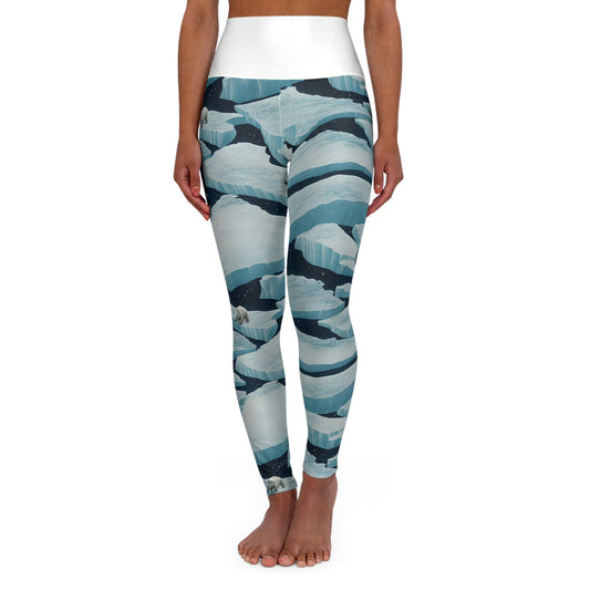 Polar Bear High Waist Leggings, Iceberg Yoga Leggings, Workout Leggings for Women, Fitness Leggings, Gym Leggings