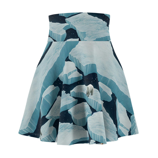 Polar Bear Skater Skirt, Iceberg Women's Skirt, Handmade Skirt, Animal Print Spandex Skirt, High Waist Skirt, Colorful Apparel
