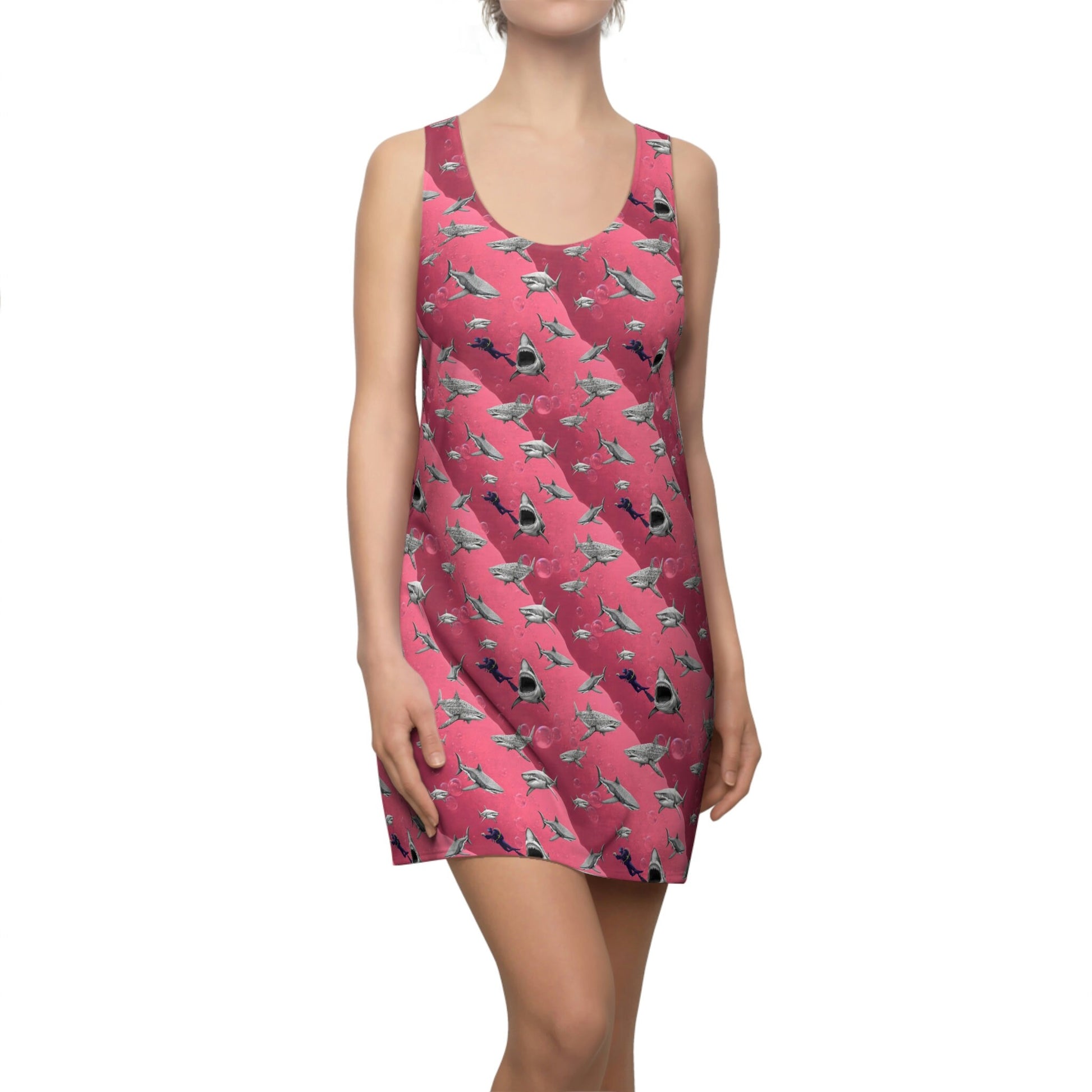pink shark dress Cool-Touch Shark Print Dress, ONE SIZE / MINT