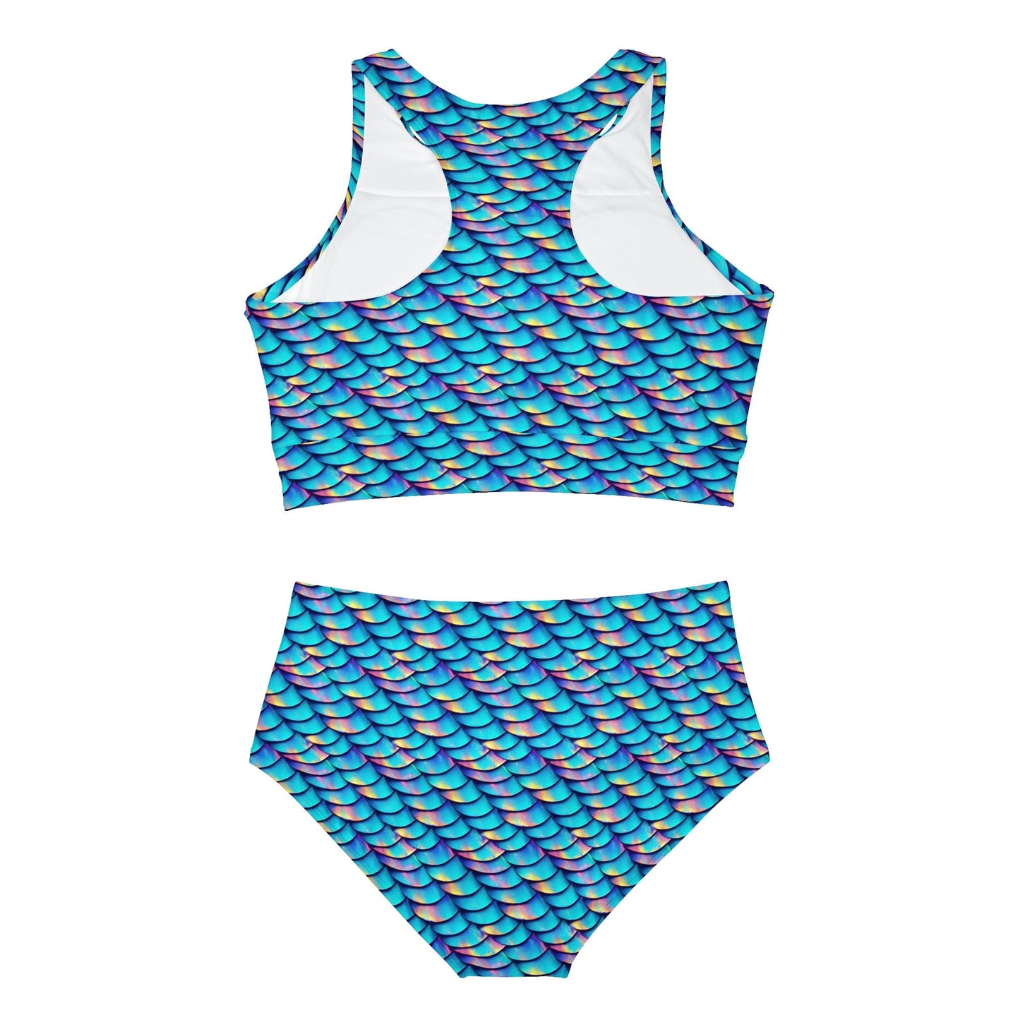 Iridescent Scales Sports Bikini, Colorful High Waisted Bikini, String Bikini Set, Handmade Bikini for Girls, Sporty Bikini