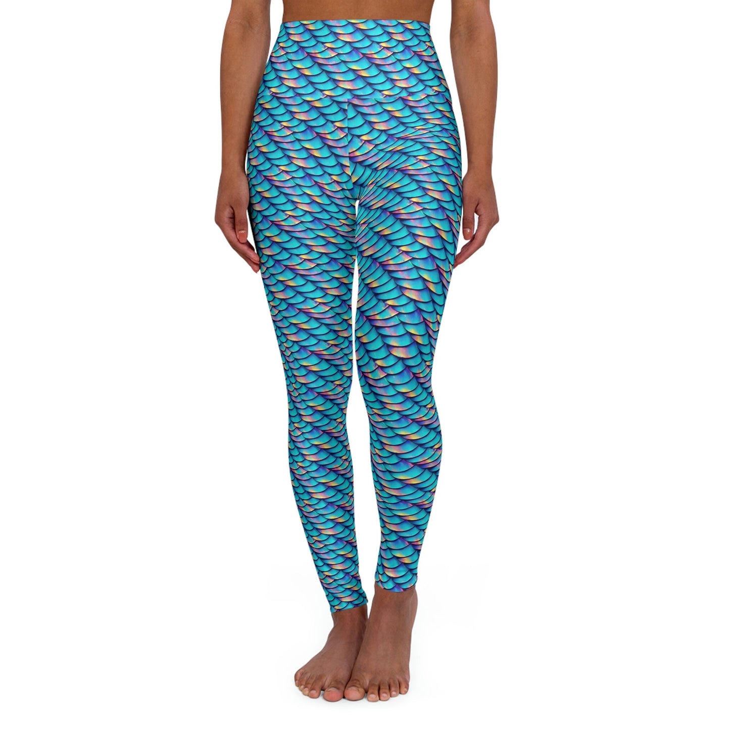 Iridescent Scales High Waist Leggings, Workout Yoga Leggings, Fitness Leggings, Gym Leggings, Plus Size Leggings