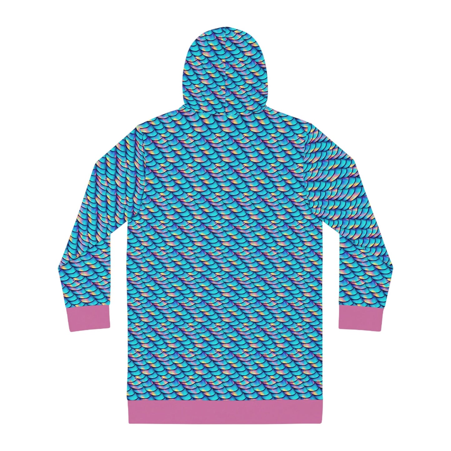 Iridescent Scales Streetwear Hoodie Dress, Aesthetic Womens Hoodie Dress, Oversized Hoodie With Pocket, Comfy Winter Hoodie