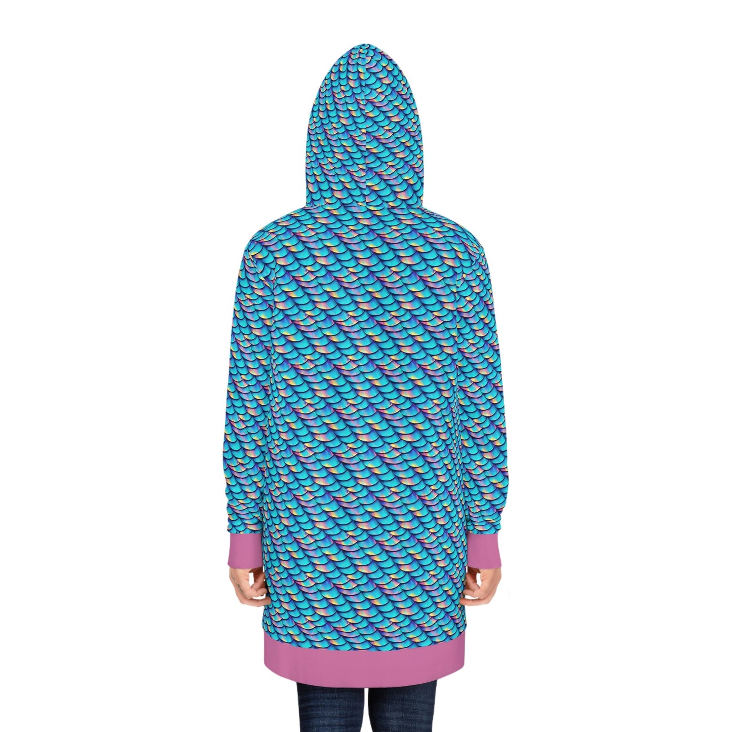 Iridescent Scales Streetwear Hoodie Dress, Aesthetic Womens Hoodie Dress, Oversized Hoodie With Pocket, Comfy Winter Hoodie
