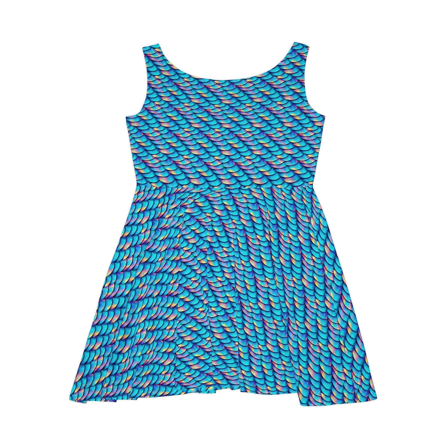 Iridescent Scales Skater Dress, iridescent Print Dress, Handmade Tank Dress, Colorful Teen Skater Dress for Women,