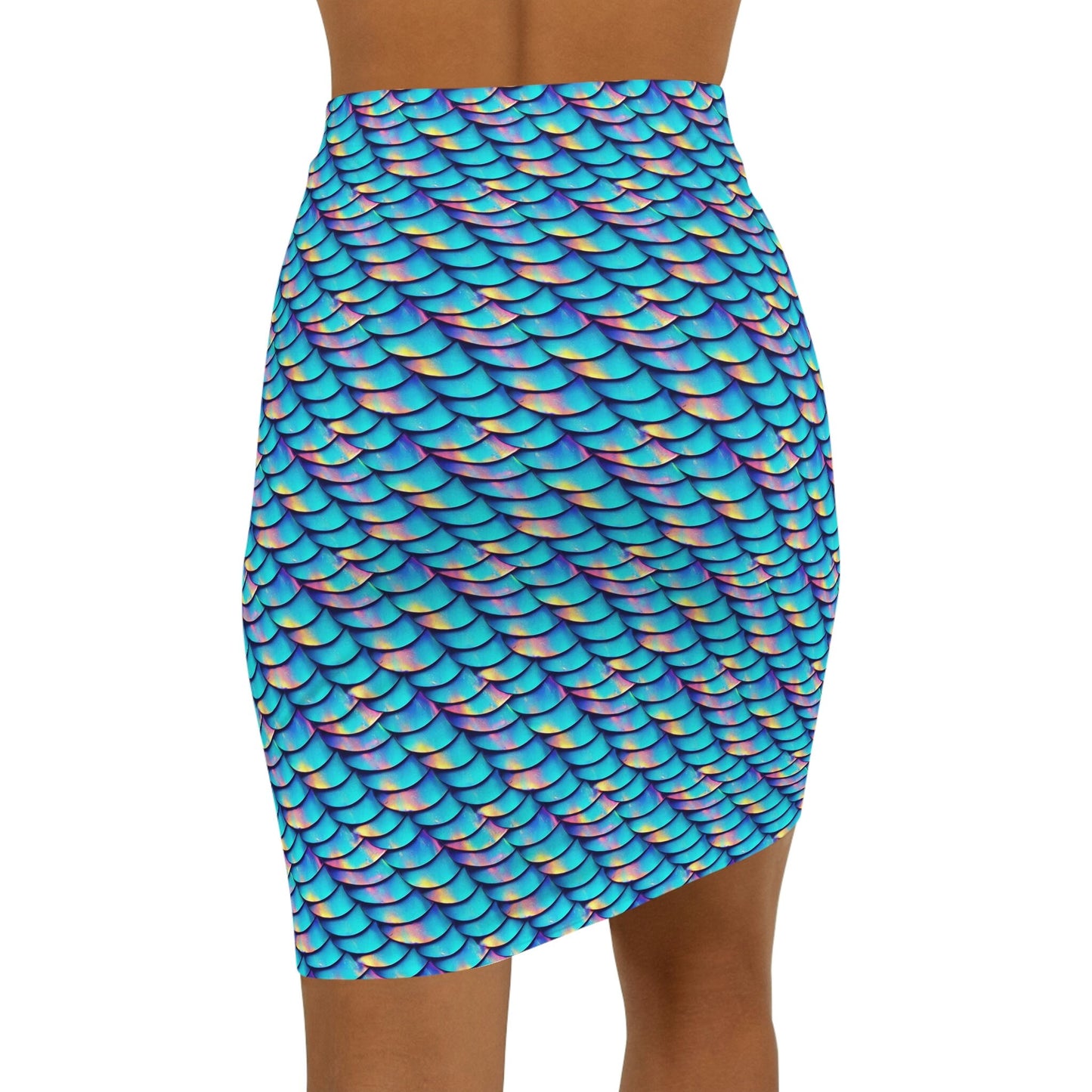Iridescent Scales Pencil Skirt, Colorful Girls Mermaid Skirt, Women's Mini Skirt, Handmade Skirt,  Fish Scale Midi Skirt