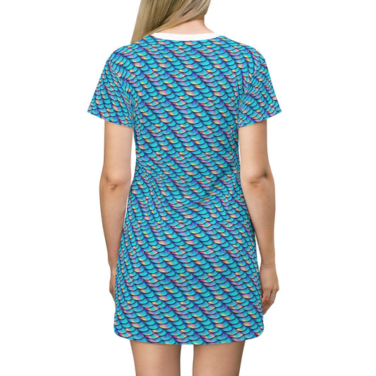 Iridescent Women Tshirt Dress, Blue Oversized Summer Shirt Dress, Bridal Party Tshirts, Comfy Shirt Birthday Girl Dress