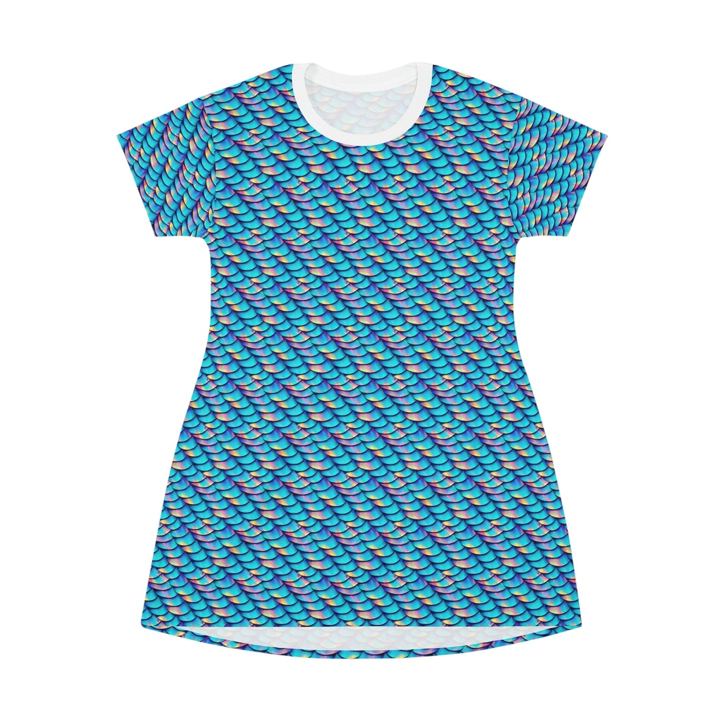 Iridescent Women Tshirt Dress, Blue Oversized Summer Shirt Dress, Bridal Party Tshirts, Comfy Shirt Birthday Girl Dress