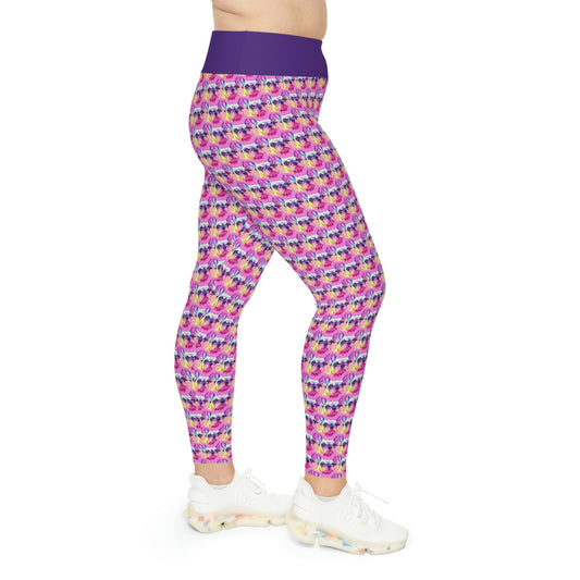 French Bulldog Plus Size Leggings, Workout Yoga Leggings, High Waist Purple Leggings, Fitness Leggings, Animal Leggings
