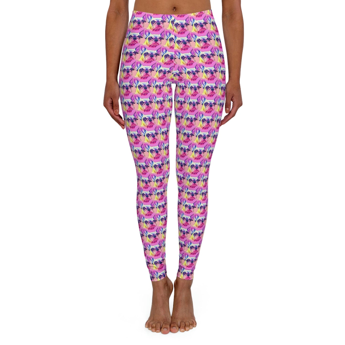 French Bulldog Pattern Spandex Leggings, Workout Yoga Leggings, Stretchy Fabric Fitness Leggings, Animal Leggings