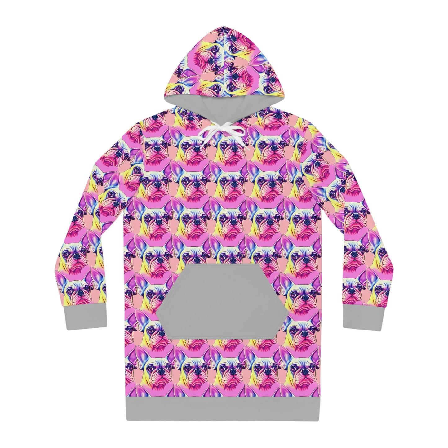 French BullDog Womens Hoodie Dress, Dog Lover Hoodie Dress, Aesthetic Oversized Hoodie, Winter Dress Dog Lover Gift