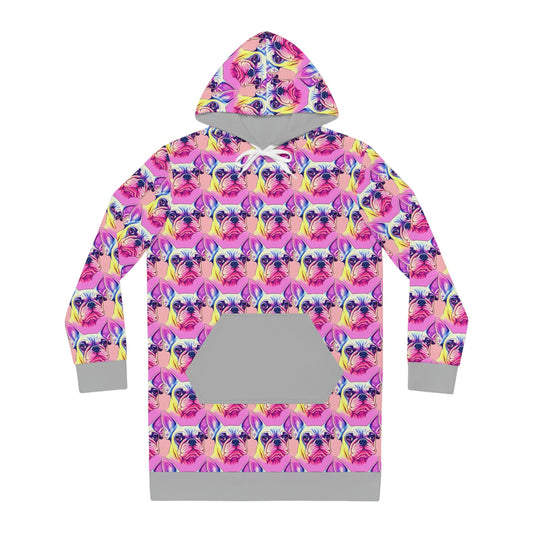 French BullDog Womens Hoodie Dress, Dog Lover Hoodie Dress, Aesthetic Oversized Hoodie, Winter Dress Dog Lover Gift