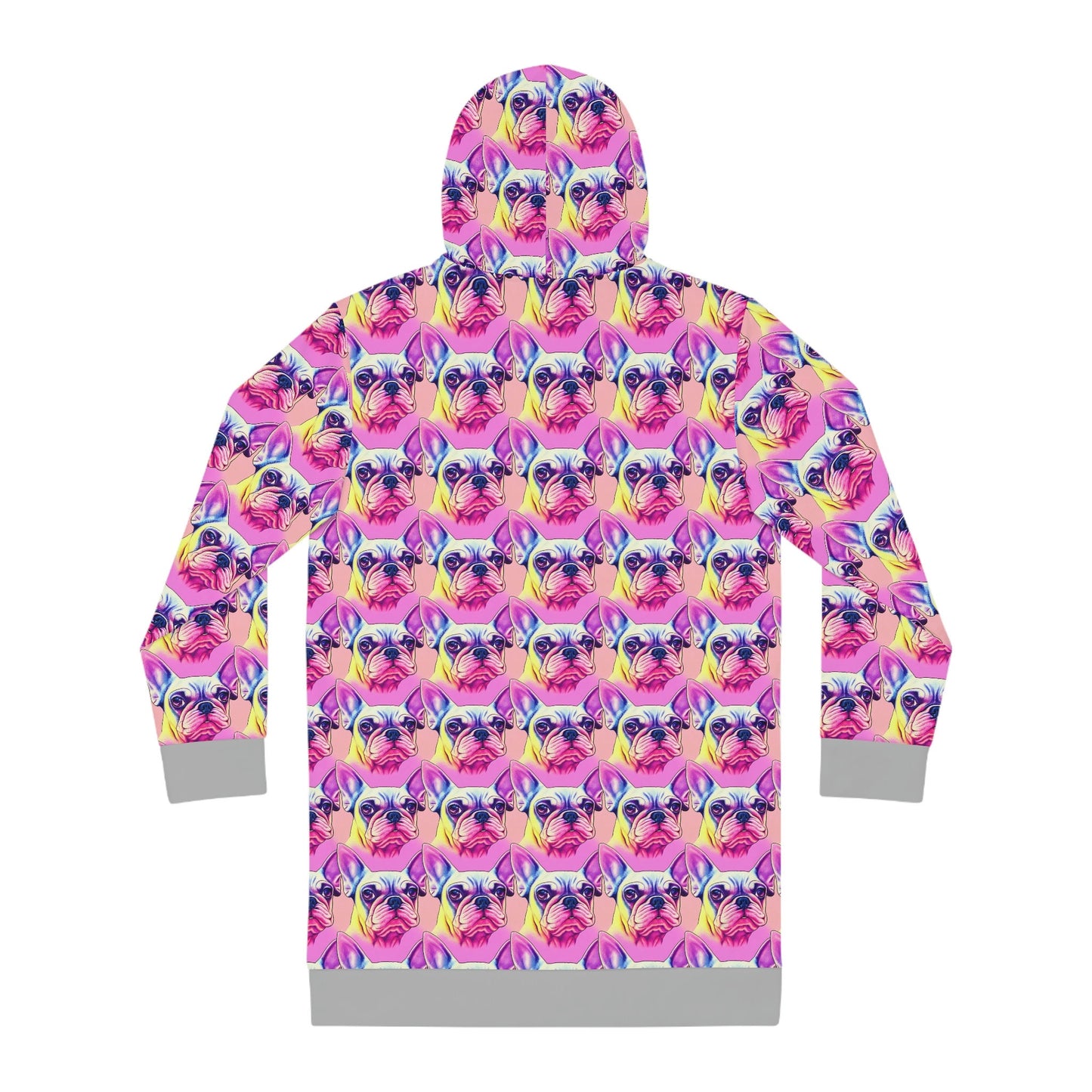 French BullDog Womens Hoodie Dress, Dog Lover Hoodie Dress, Aesthetic Oversized Hoodie, Winter Dress Dog Lover Gift