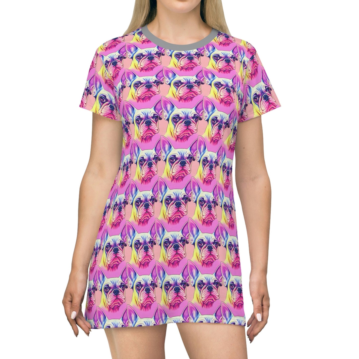 French Bulldog Oversized Tshirt Dress, Aesthetic Dog Tshirts Dress, Women Summer Tshirt, Plus Size Animal Tshirt Dress