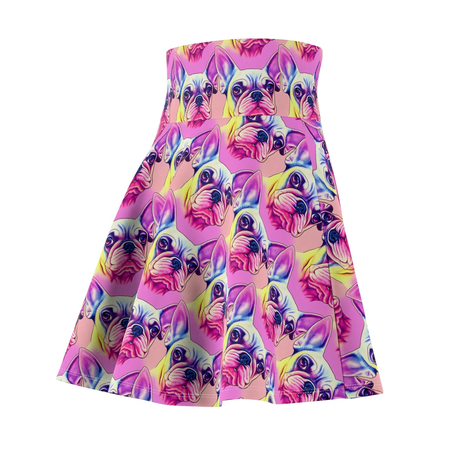 Frenchie Skater Skirt, French Bulldog Skater Skirt, Handmade Pop Art Skirt, Animal Print Spandex Skirt,  Colorful Dog Apparel