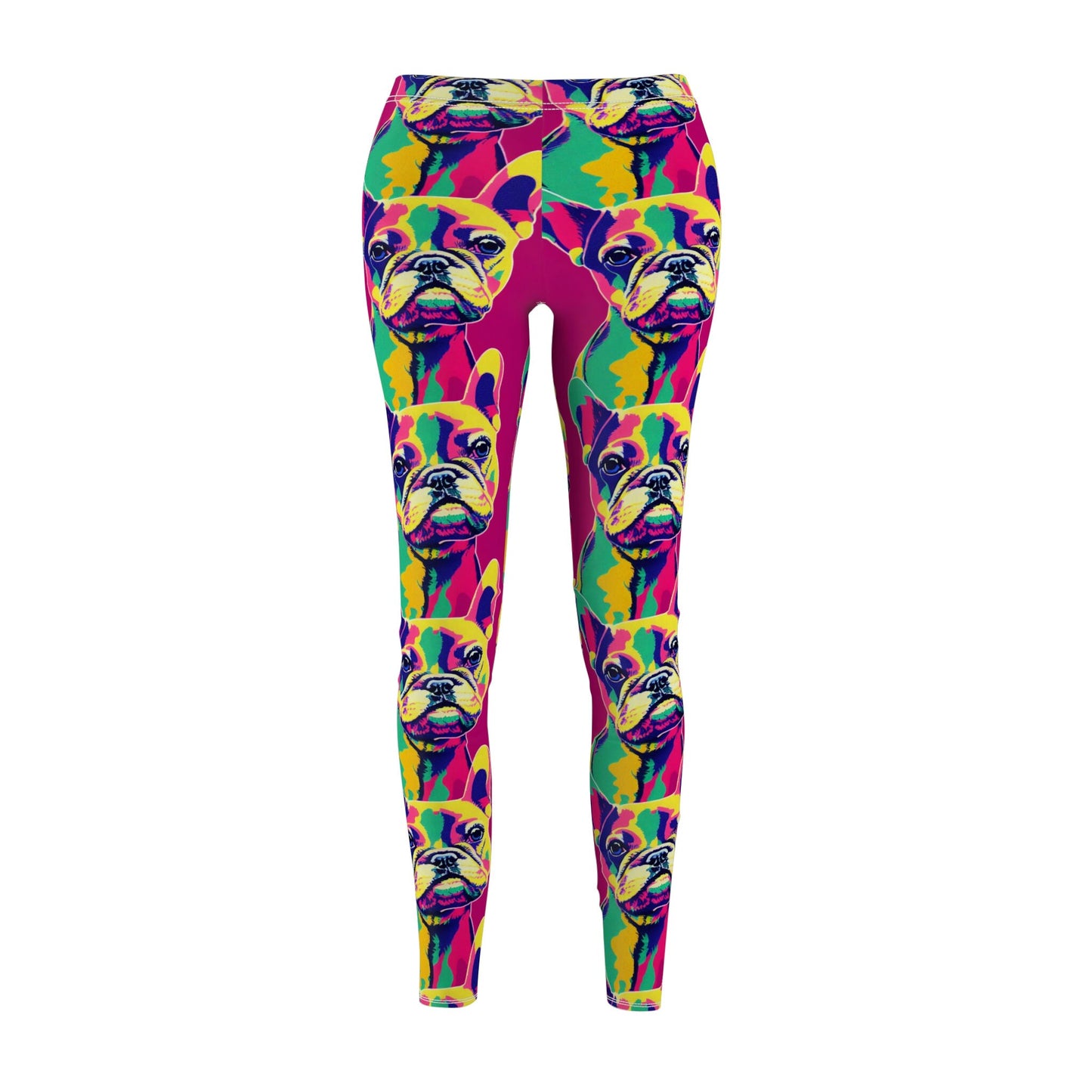 French Bulldog Pop Art Leggings, Cut & Sew Women Leggings, Animal Leggings, Yoga Leggings, Colorful Fitness Leggings