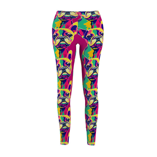 French Bulldog Pop Art Leggings, Cut & Sew Women Leggings, Animal Leggings, Yoga Leggings, Colorful Fitness Leggings