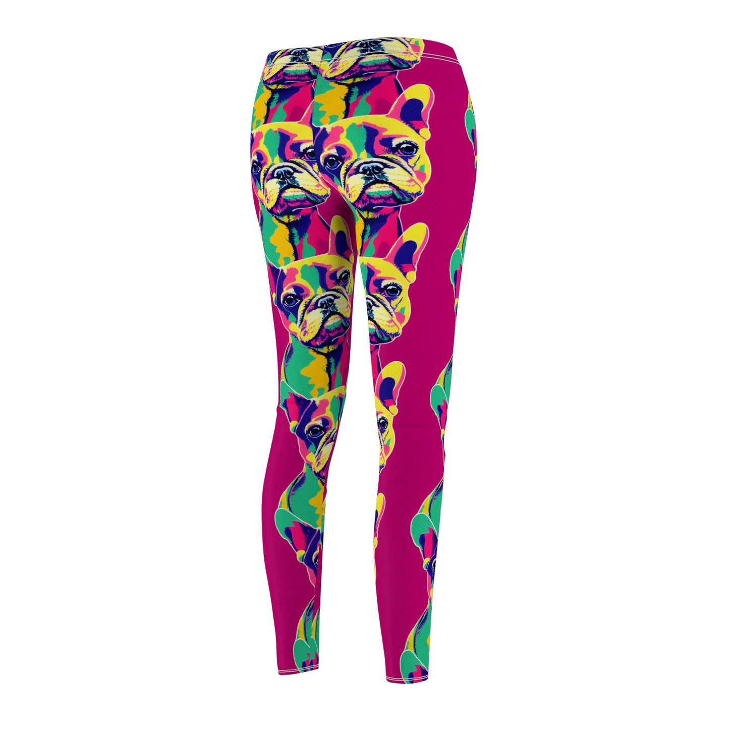 French Bulldog Pop Art Leggings, Cut & Sew Women Leggings, Animal Leggings, Yoga Leggings, Colorful Fitness Leggings
