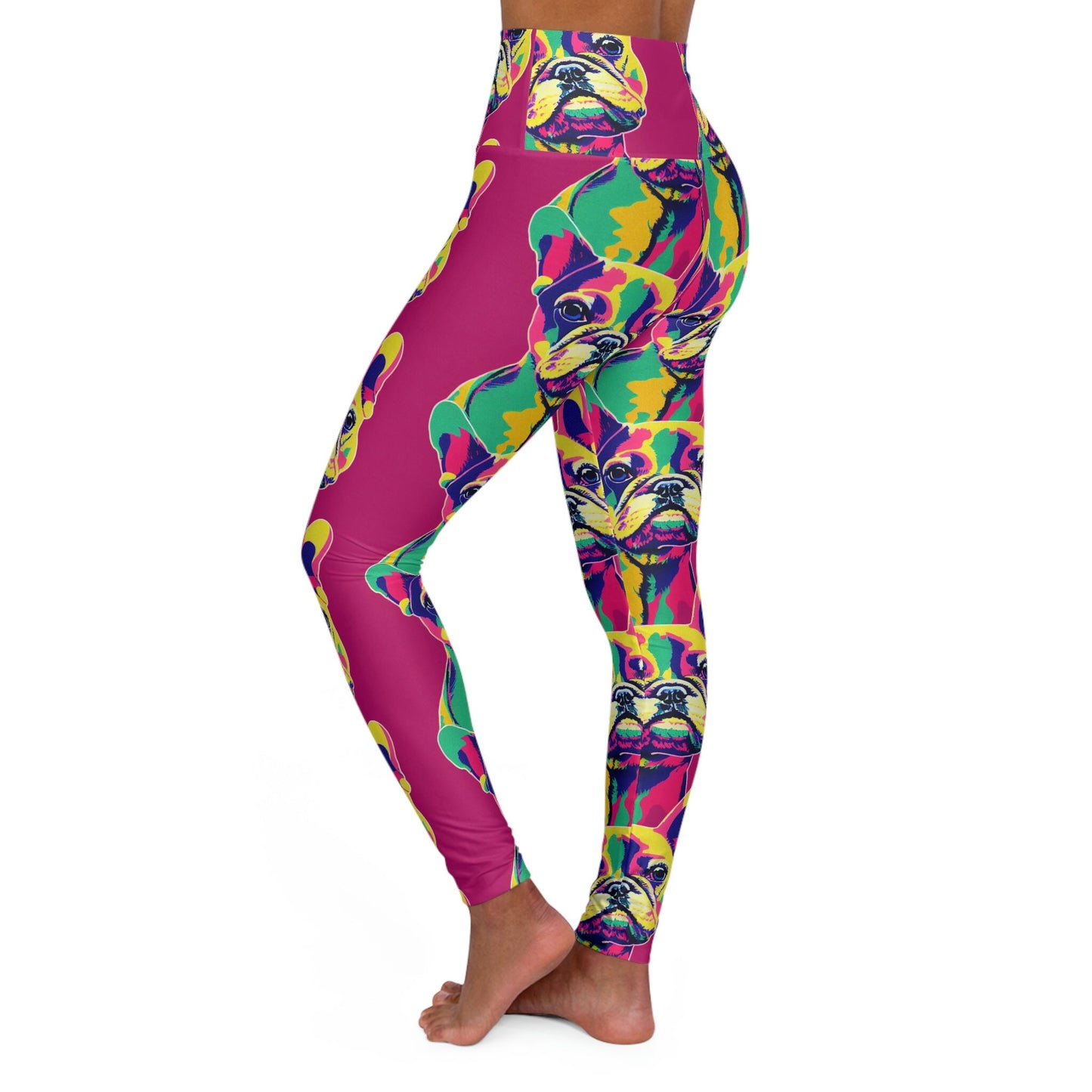 French Bulldog Plus Size Leggings, High Waist Leggings, Pop Art Leggings, Yoga Leggings, Colorful Fitness Leggings