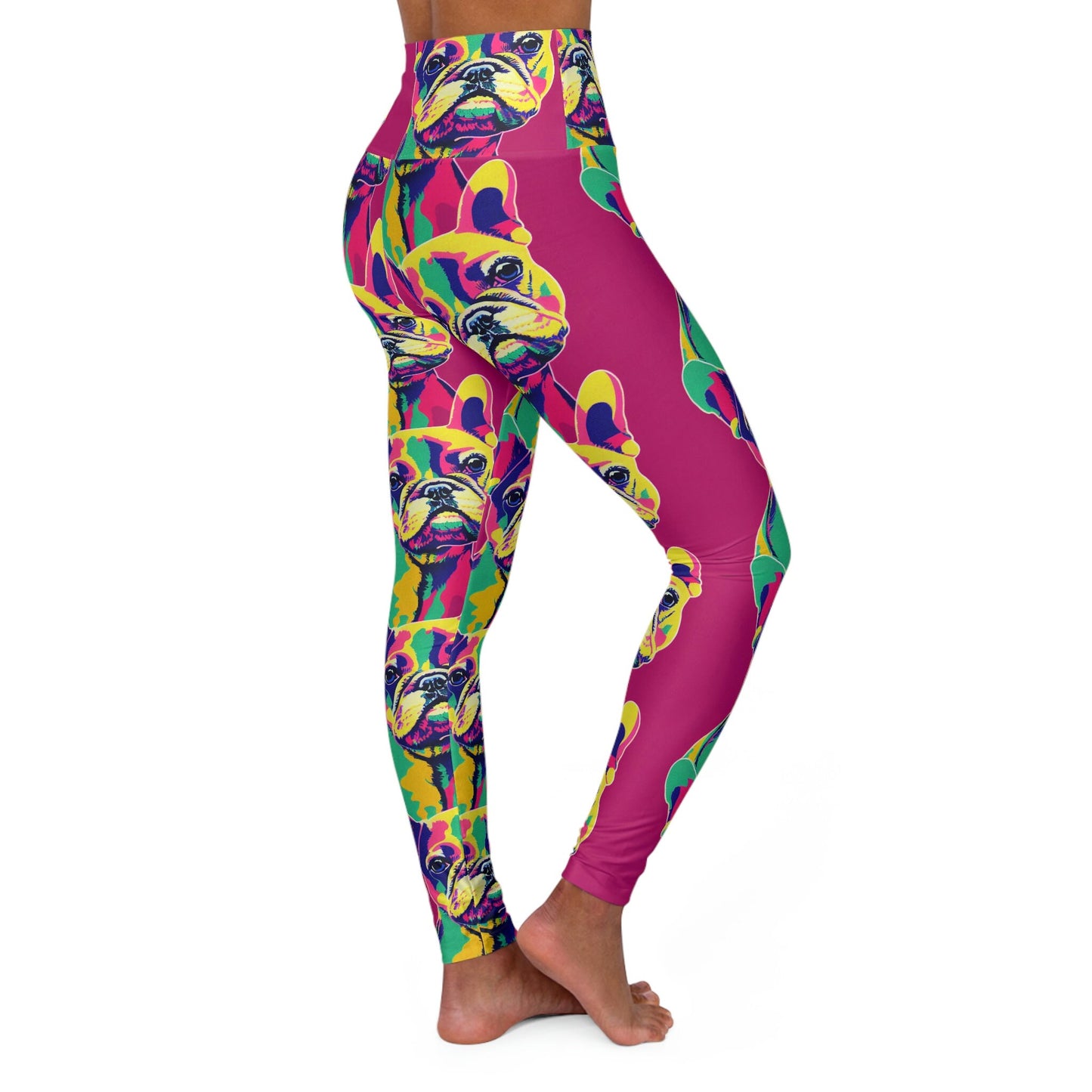French Bulldog Plus Size Leggings, High Waist Leggings, Pop Art Leggings, Yoga Leggings, Colorful Fitness Leggings