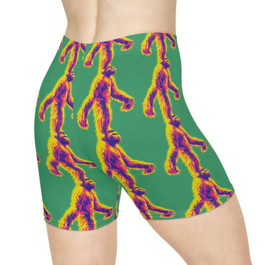 Sasquatch Women Biker Shorts, Bigfoot Clothing Workout Shorts, Sasquatch Clothing Gym Shorts, Sexy Booty Shorts, Graphic Shorts