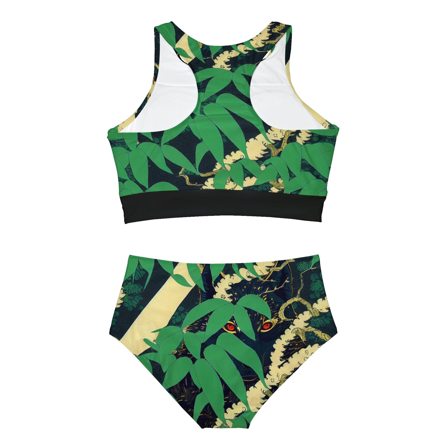 Black Wolf Sporty Bikini, Animal Print Bikini Bikini Set, Forest Print Sexy Bikini, Sport Bikini, Jungle Print Bikini for Girls