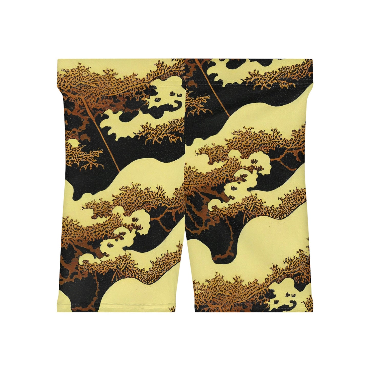 Gold Forest Vulture Women Biker Shorts, Bird Clothing Workout Shorts, Nature Clothing Gym Shorts, Sexy Booty Shorts, Graphic Shorts