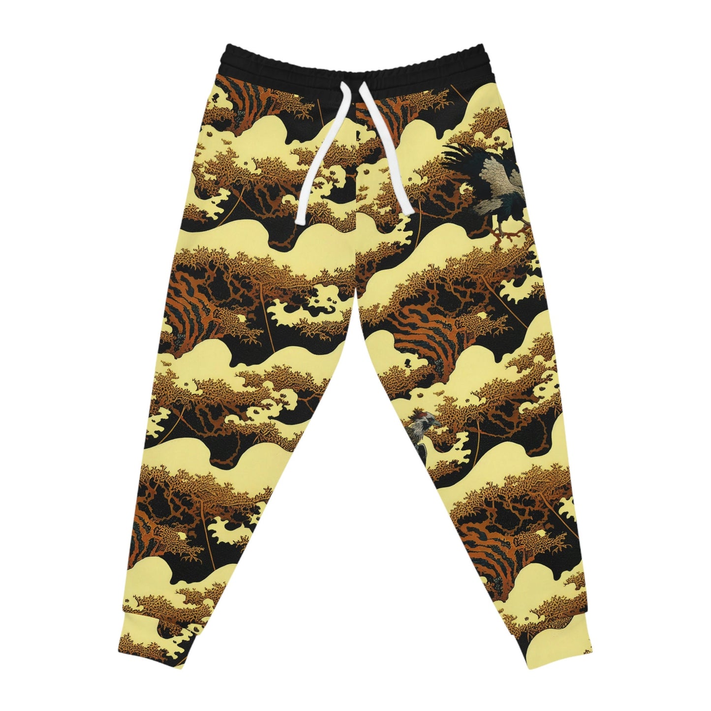 Gold Forest Vulture Mens Joggers, Bird Clothing High Waisted Joggers, Athletic Clothing Mens Yoga Pants, Streetwear Pants