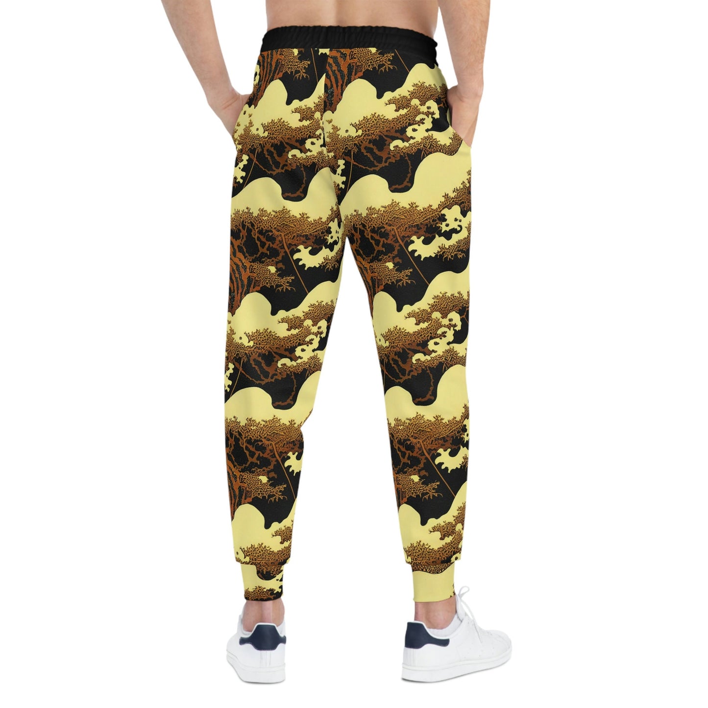 Gold Forest Vulture Mens Joggers, Bird Clothing High Waisted Joggers, Athletic Clothing Mens Yoga Pants, Streetwear Pants