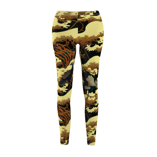 Gold Forest Vulture Workout Leggings, Cut & Sew Leggings for Women, Fitness Leggings, Gym Leggings, Yoga Leggings