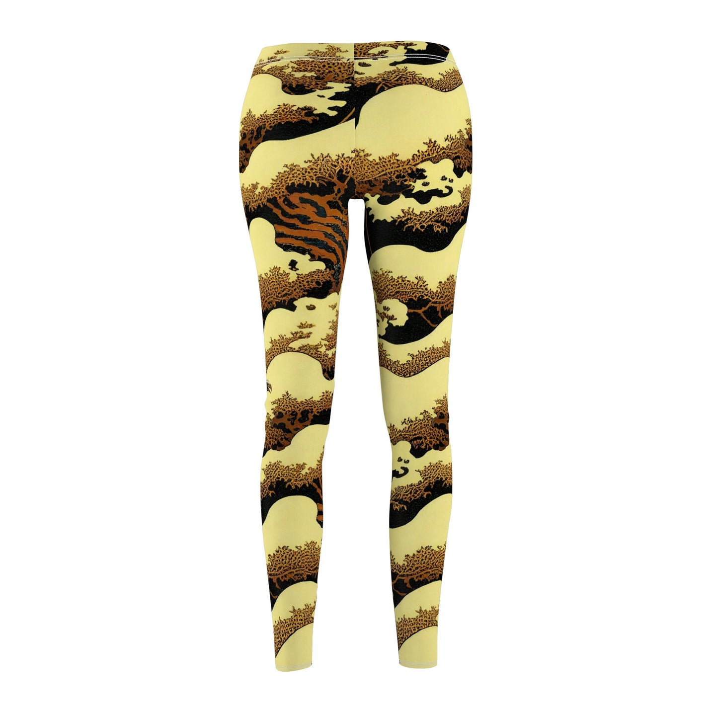 Gold Forest Vulture Workout Leggings, Cut & Sew Leggings for Women, Fitness Leggings, Gym Leggings, Yoga Leggings