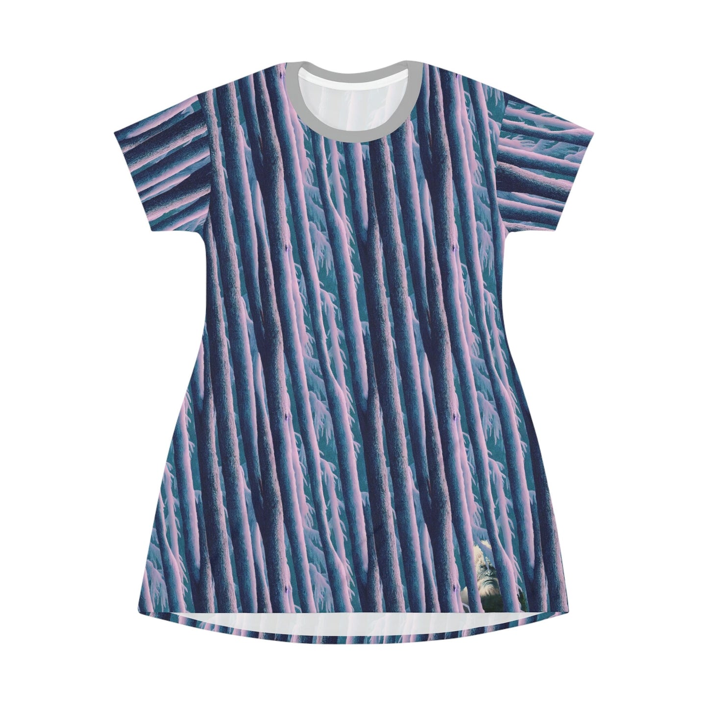 Bigfoot Shirt Dress, Oversized Yeti Tshirt Dress, Summer Women Graphic Tshirt, Short Sleeve Casual Dress, Comfy Shirt Dress