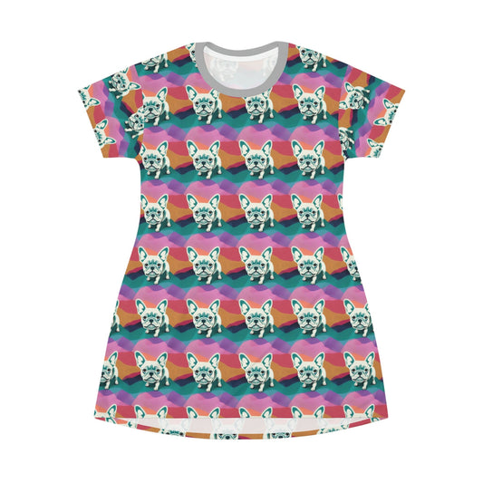 French BullDog Shirt Dress, Plus Size Dog Lover Tshirt Dress, Aesthetic Animal Tshirt, Oversized Tshirt Dress, Comfy Shirt