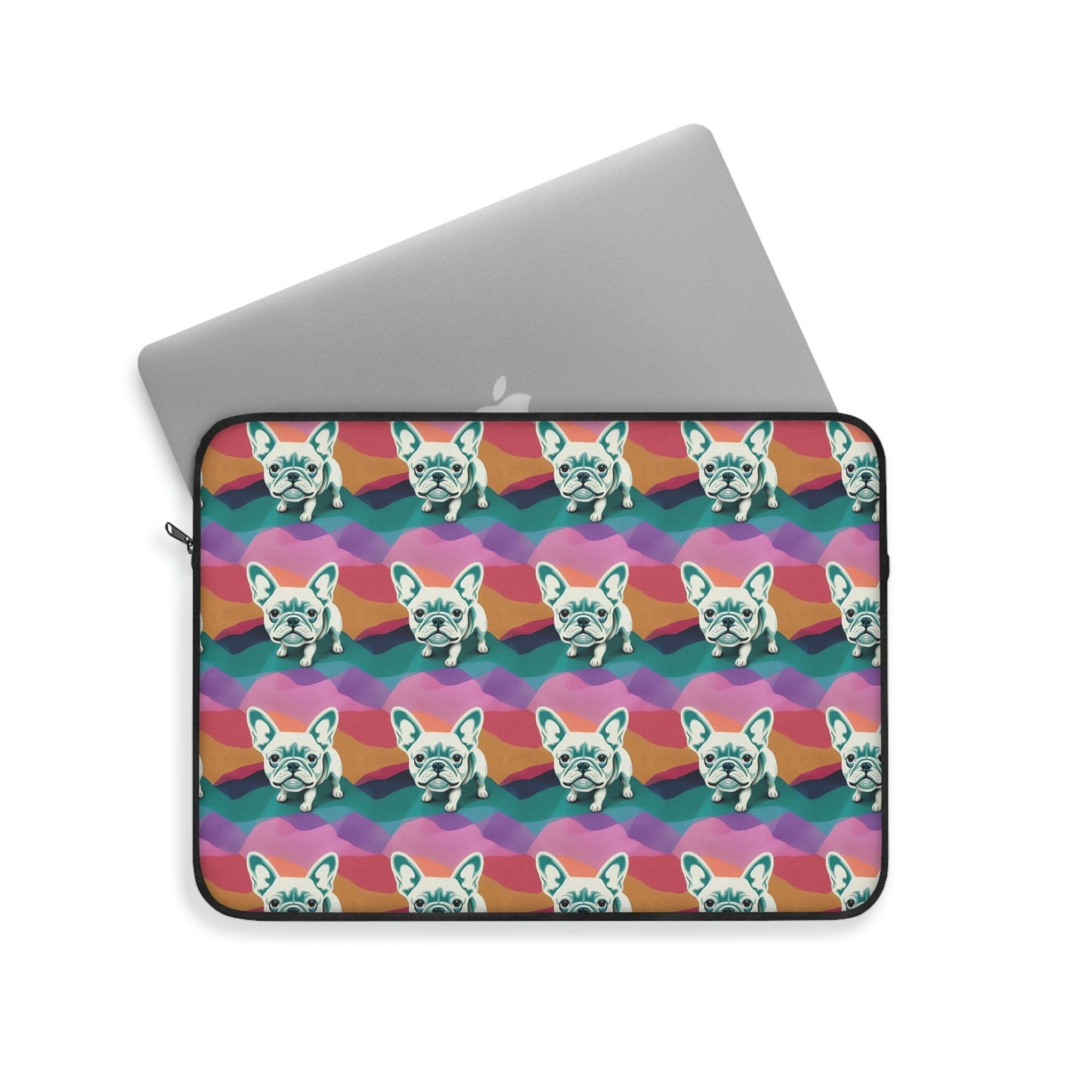 Pastel Pattern French Bulldog Laptop Sleeve, Animal Laptop Case, Laptop Organizer Zipper Pouch, Dog Laptop Travel Case