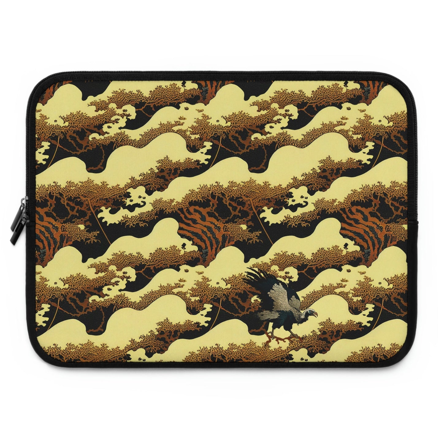 Gold Forest Vulture Laptop Sleeve, Bird Laptop Case, Laptop Organizer Zipper Pouch, Laptop Travel Case, Nature Laptop Pouch