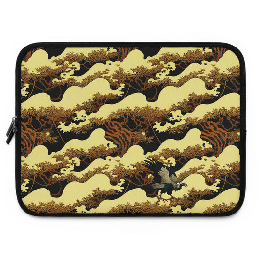 Gold Forest Vulture Laptop Sleeve, Bird Laptop Case, Laptop Organizer Zipper Pouch, Laptop Travel Case, Nature Laptop Pouch