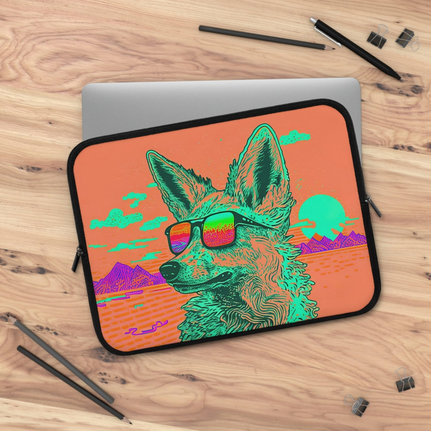 Coyote Laptop Sleeve, Animal Laptop Case, Laptop Organizer Zipper Pouch, Desert Laptop Travel Case, Laptop Accessories