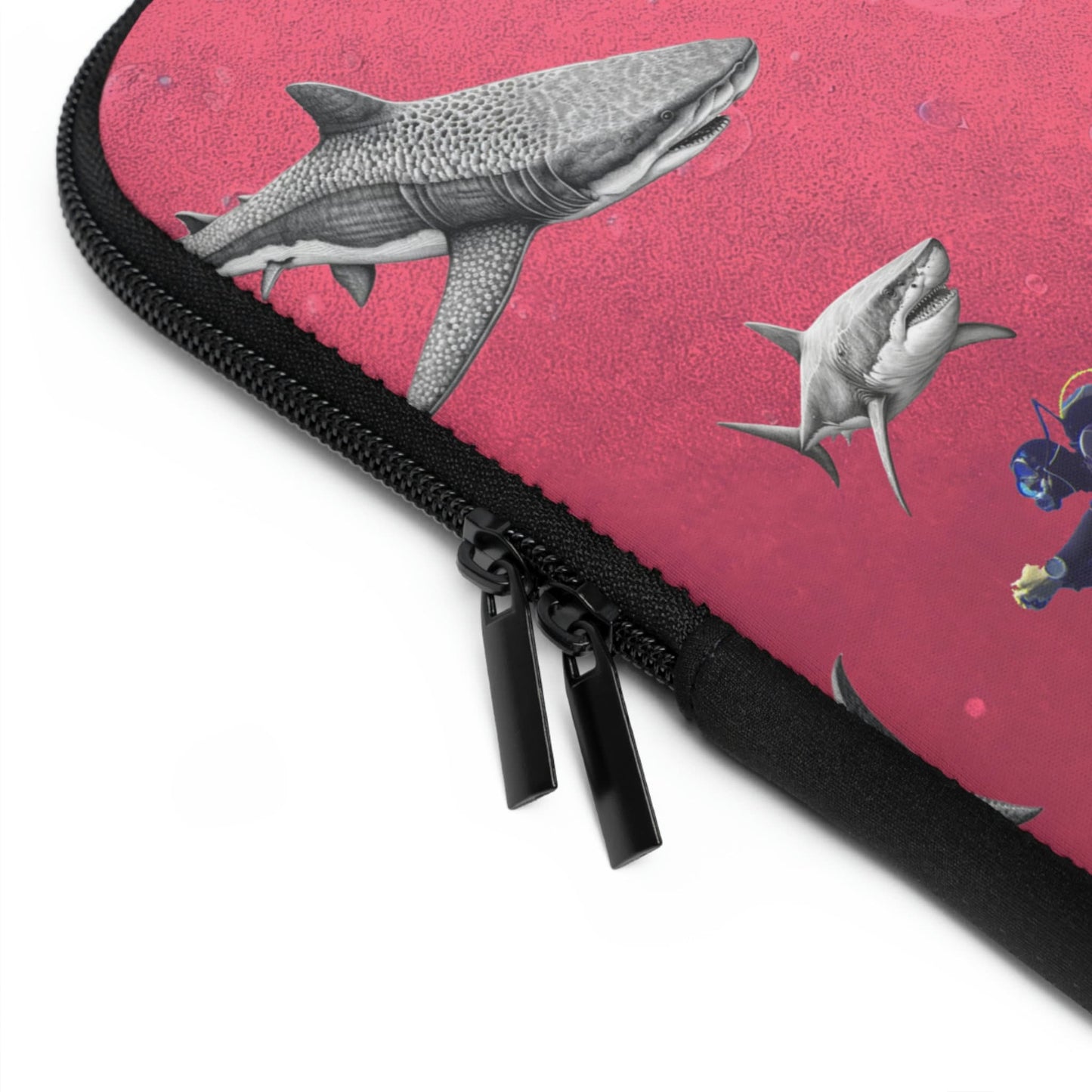 Sharks Laptop Sleeve, Pink Sea Laptop Travel Case, Scuba Laptop Case, Laptop Organizer Zipper Pouch, Laptop Accessories